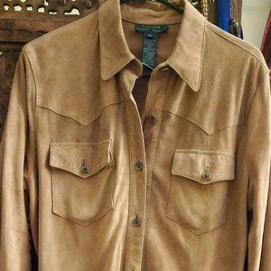 NEW Polo Ralph Lauren genuin suede shirt dress/coat Size large